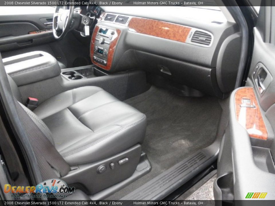 Ebony Interior - 2008 Chevrolet Silverado 1500 LTZ Extended Cab 4x4 Photo #20