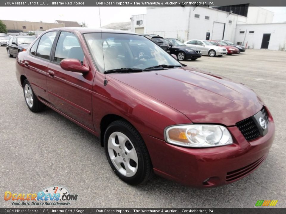 2004 Nissan Sentra 1.8 S Inferno Red / Sage Photo #4