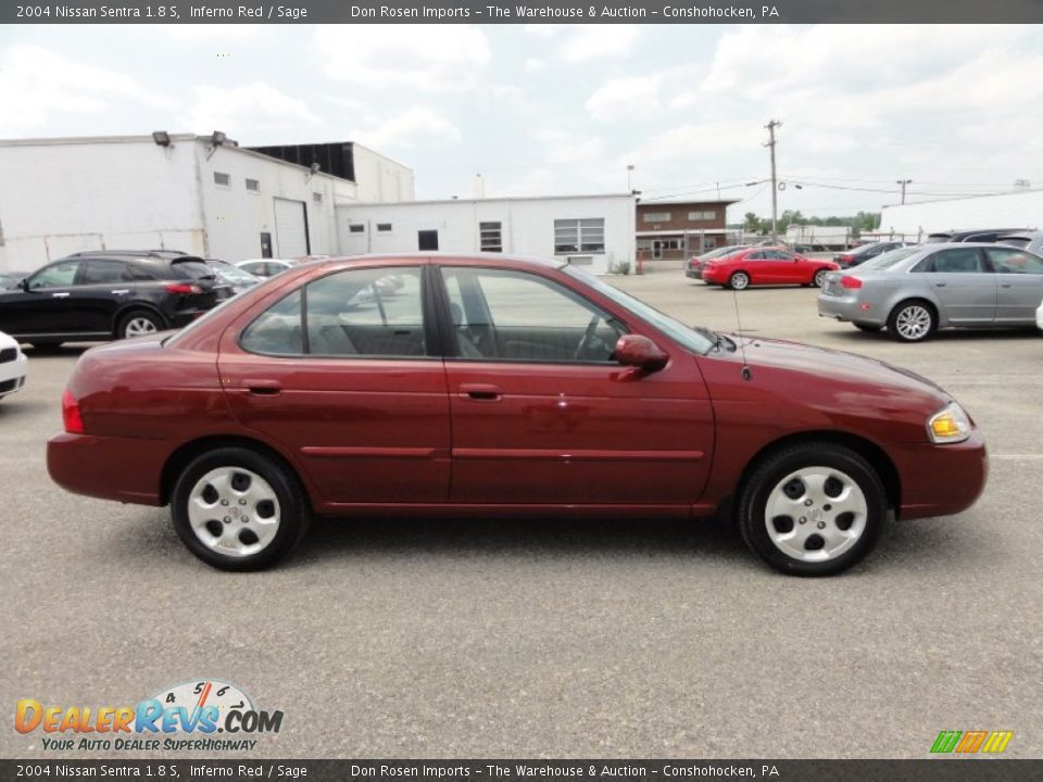 2004 Nissan Sentra 1.8 S Inferno Red / Sage Photo #7