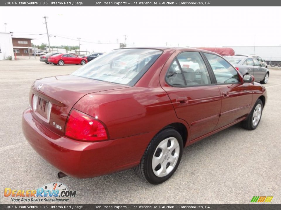 2004 Nissan Sentra 1.8 S Inferno Red / Sage Photo #8