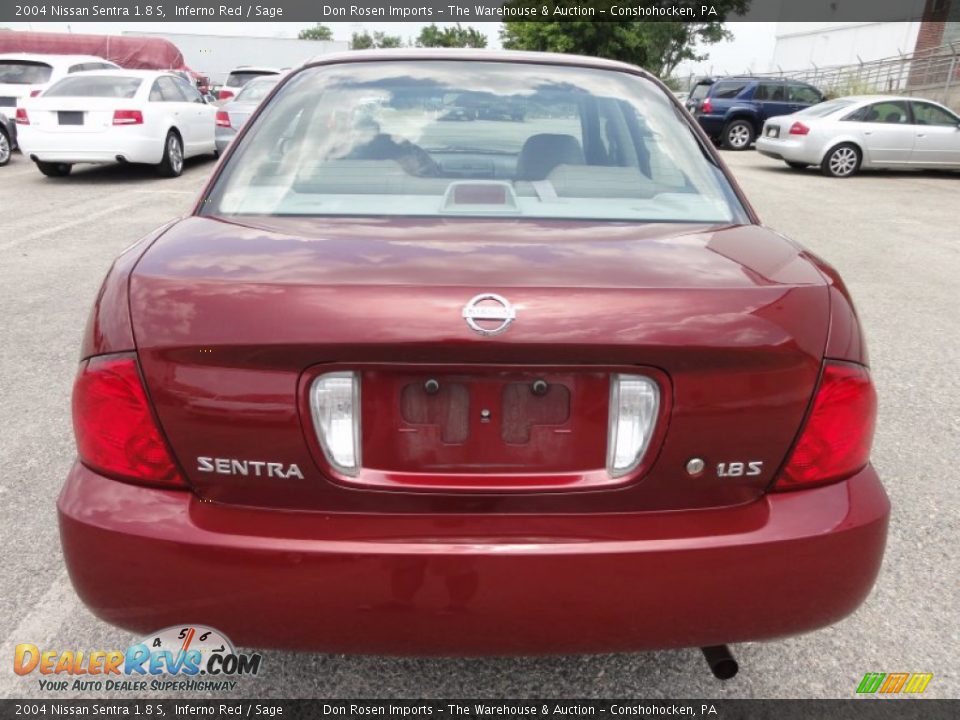 2004 Nissan Sentra 1.8 S Inferno Red / Sage Photo #9