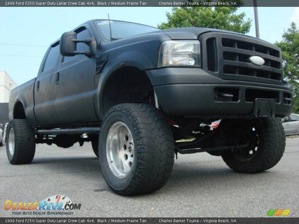 1999 Ford F250 Super Duty Lariat Crew Cab 4x4 Black / Medium Prairie Tan Photo #1