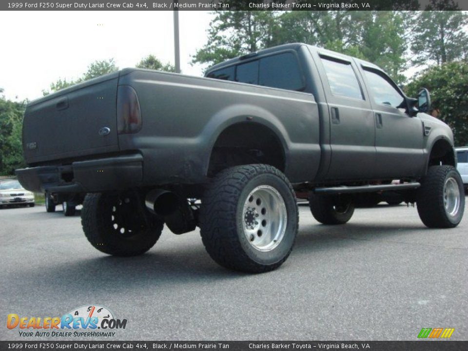 1999 Ford F250 Super Duty Lariat Crew Cab 4x4 Black / Medium Prairie Tan Photo #4
