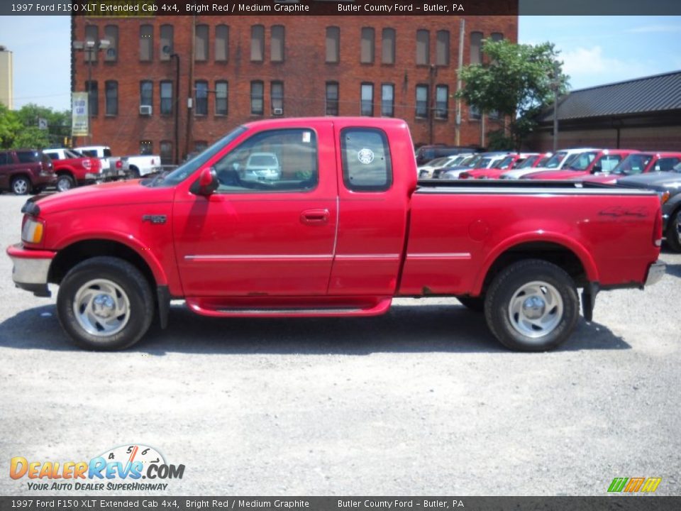 Bright Red 1997 Ford F150 XLT Extended Cab 4x4 Photo #5