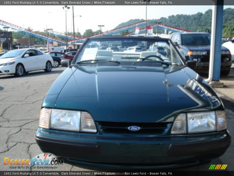 1991 Ford Mustang LX 5.0 Convertible Dark Emerald Green / White/Titanium Photo #3