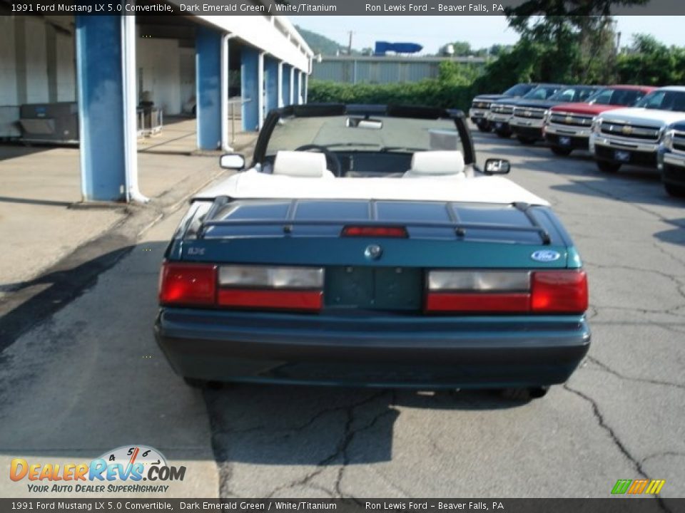 1991 Ford Mustang LX 5.0 Convertible Dark Emerald Green / White/Titanium Photo #7