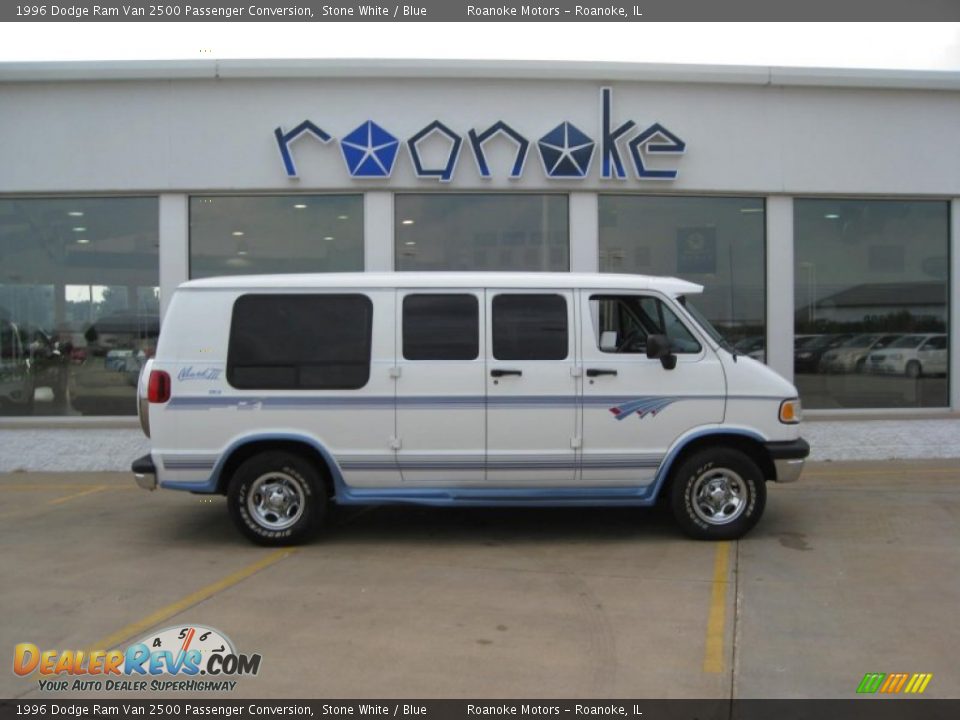 1996 Dodge Ram Van 2500 Passenger Conversion Stone White / Blue Photo #1