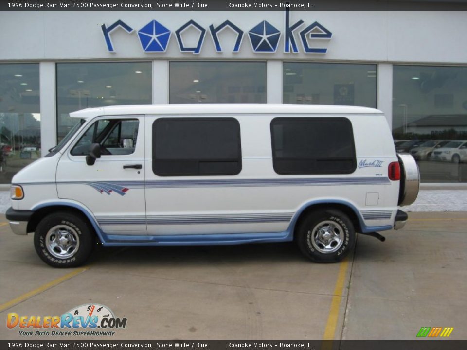 1996 Dodge Ram Van 2500 Passenger Conversion Stone White / Blue Photo #14