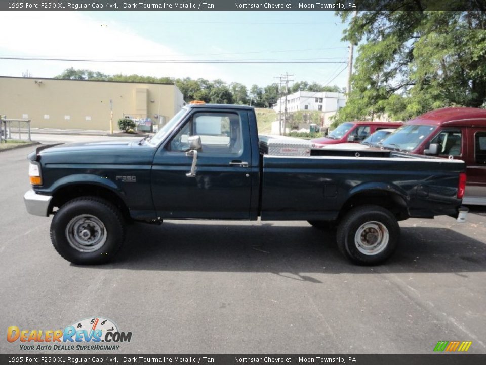 1995 Ford F250 XL Regular Cab 4x4 Dark Tourmaline Metallic / Tan Photo #4