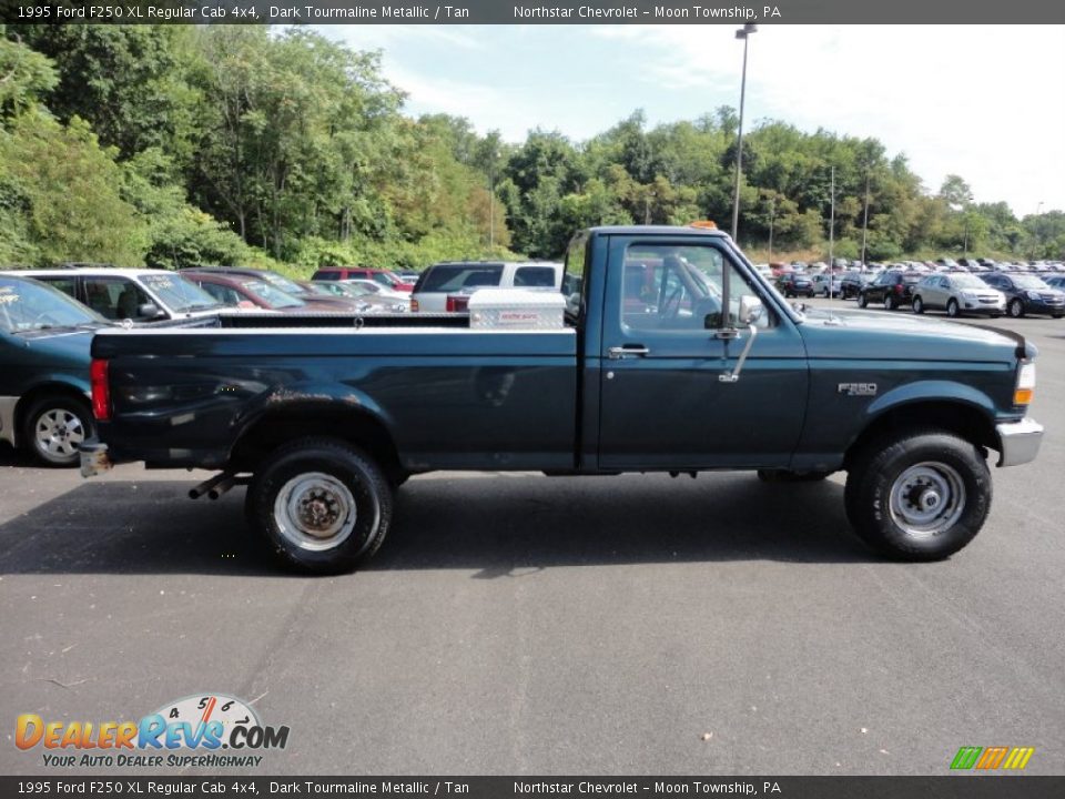 1995 Ford F250 XL Regular Cab 4x4 Dark Tourmaline Metallic / Tan Photo #8