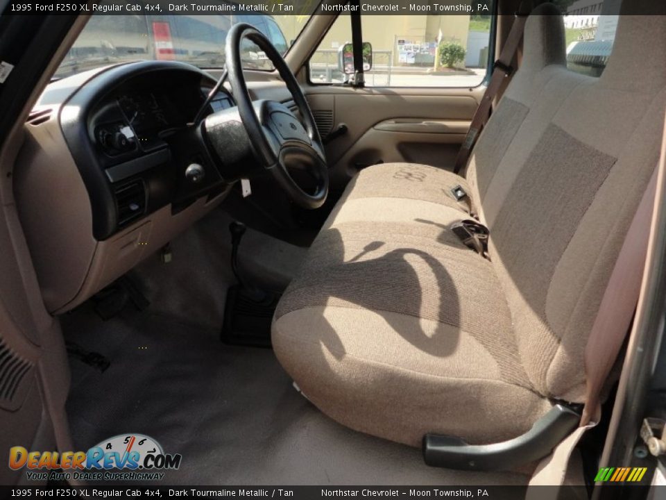 1995 Ford F250 XL Regular Cab 4x4 Dark Tourmaline Metallic / Tan Photo #11