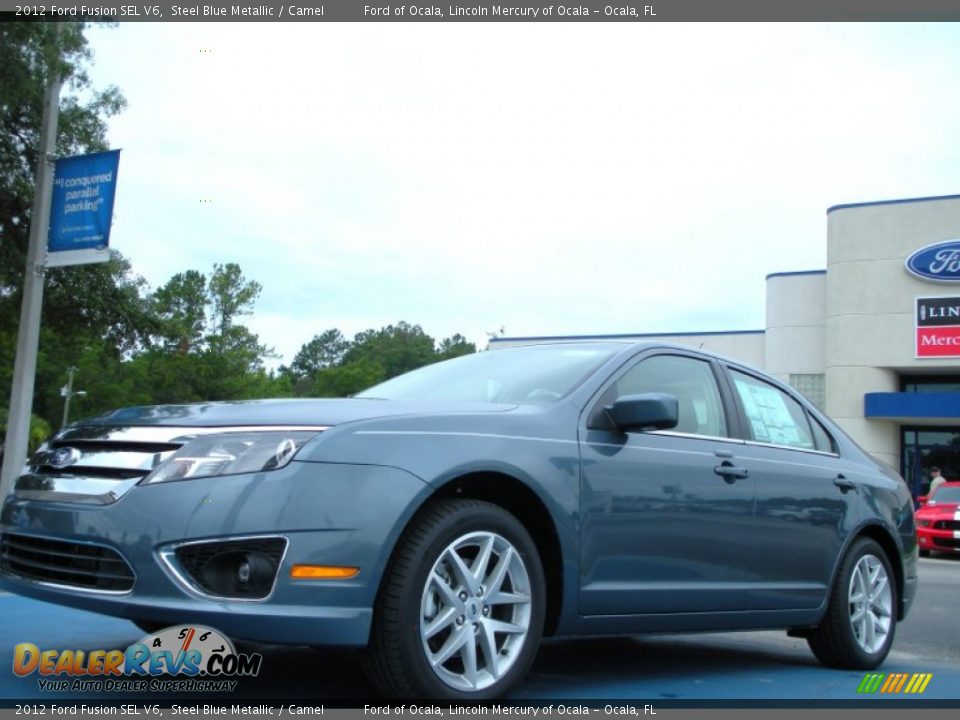 2012 Ford Fusion SEL V6 Steel Blue Metallic / Camel Photo #1