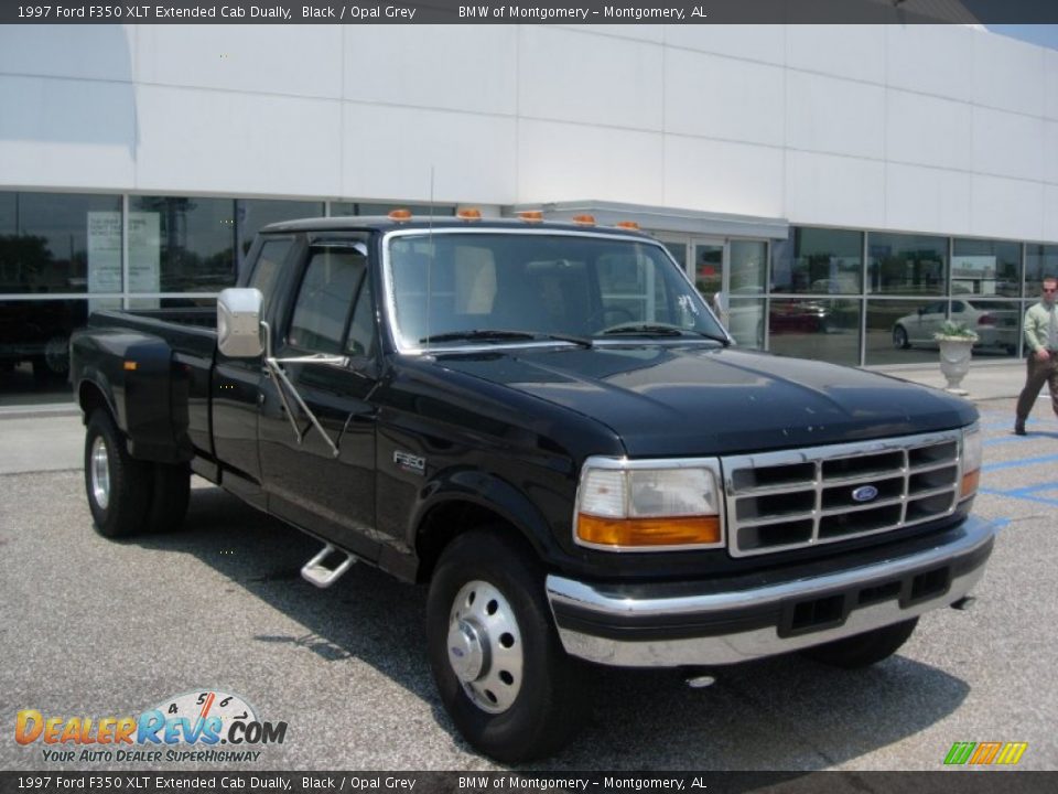 1997 Ford F350 XLT Extended Cab Dually Black / Opal Grey Photo #1