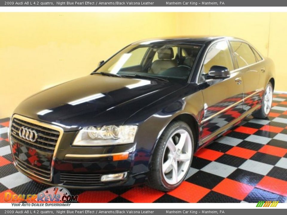 2009 Audi A8 L 4.2 quattro Night Blue Pearl Effect / Amaretto/Black Valcona Leather Photo #2