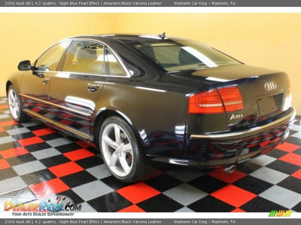 2009 Audi A8 L 4.2 quattro Night Blue Pearl Effect / Amaretto/Black Valcona Leather Photo #3