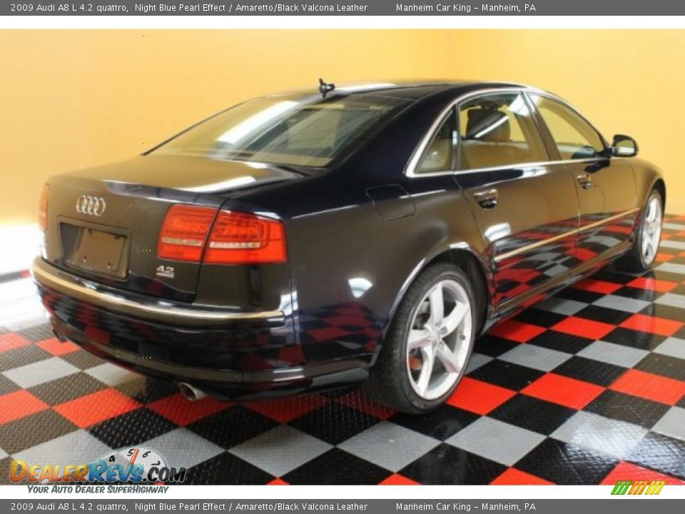 2009 Audi A8 L 4.2 quattro Night Blue Pearl Effect / Amaretto/Black Valcona Leather Photo #4