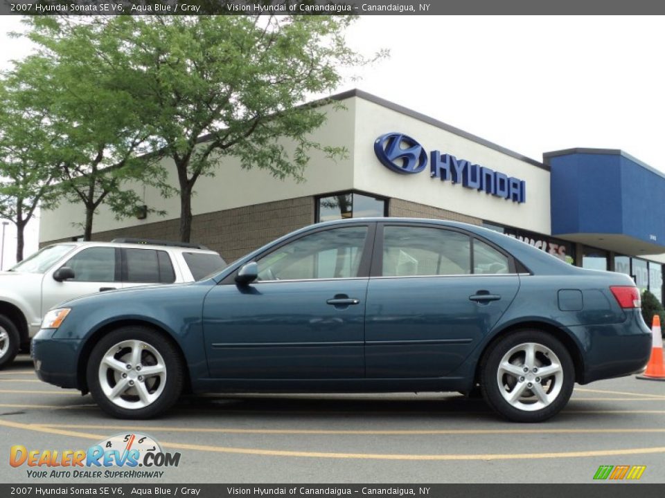 2007 Hyundai Sonata SE V6 Aqua Blue / Gray Photo #7