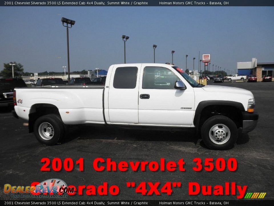 2001 Chevrolet Silverado 3500 LS Extended Cab 4x4 Dually Summit White / Graphite Photo #1