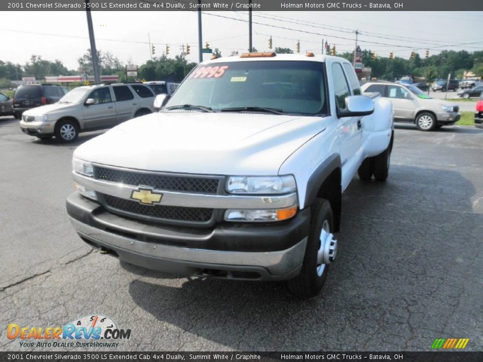 2001 Chevrolet Silverado 3500 LS Extended Cab 4x4 Dually Summit White / Graphite Photo #3