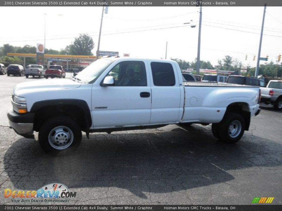 2001 Chevrolet Silverado 3500 LS Extended Cab 4x4 Dually Summit White / Graphite Photo #4