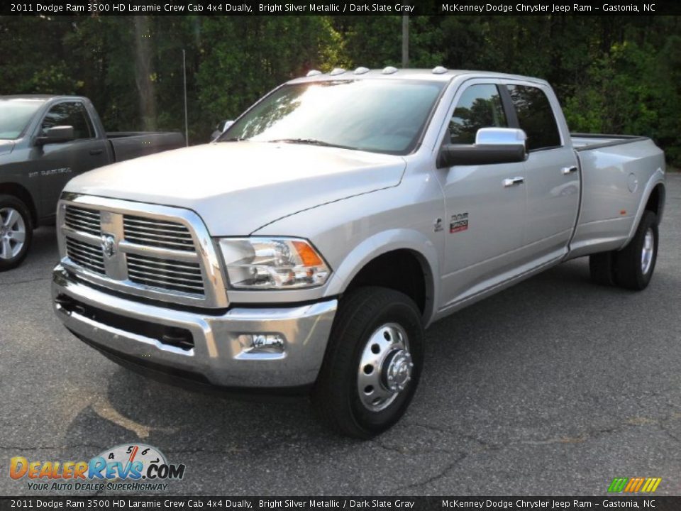 2011 Dodge Ram 3500 HD Laramie Crew Cab 4x4 Dually Bright Silver Metallic / Dark Slate Gray Photo #1