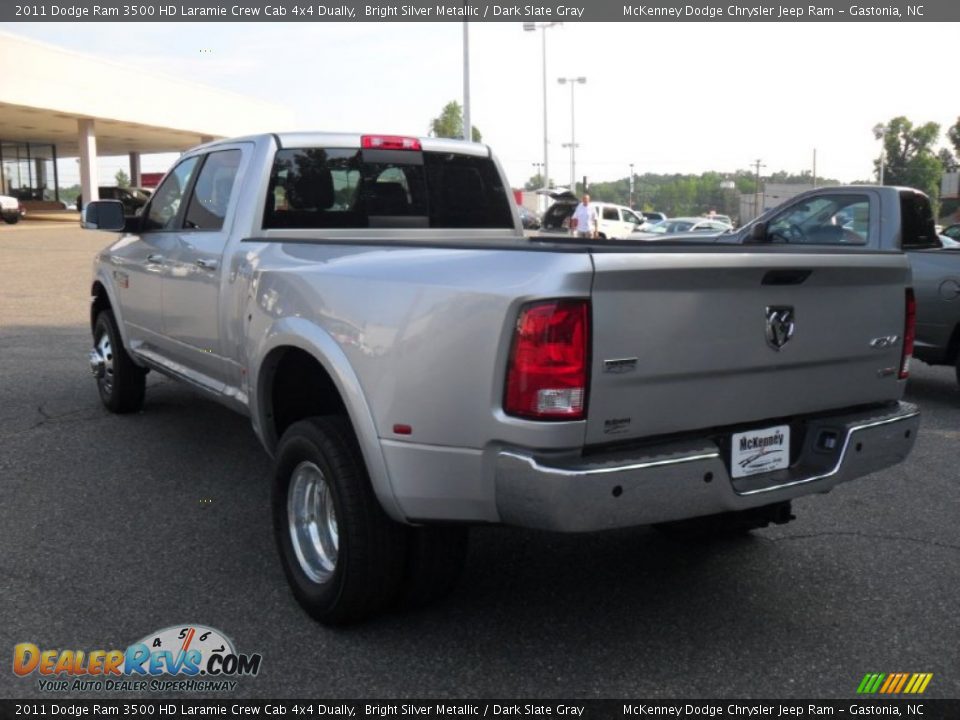 2011 Dodge Ram 3500 HD Laramie Crew Cab 4x4 Dually Bright Silver Metallic / Dark Slate Gray Photo #2