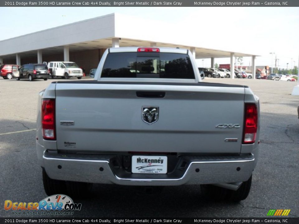 2011 Dodge Ram 3500 HD Laramie Crew Cab 4x4 Dually Bright Silver Metallic / Dark Slate Gray Photo #3