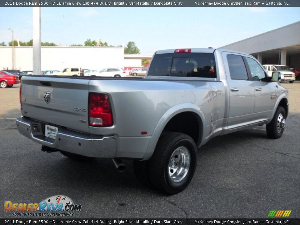 2011 Dodge Ram 3500 HD Laramie Crew Cab 4x4 Dually Bright Silver Metallic / Dark Slate Gray Photo #4