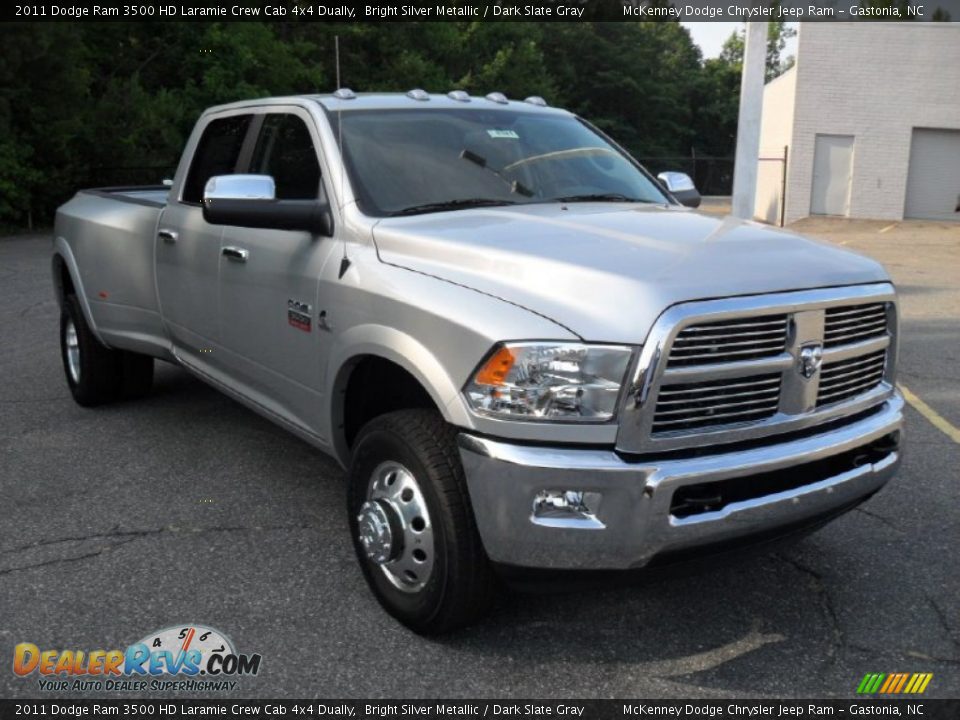 2011 Dodge Ram 3500 HD Laramie Crew Cab 4x4 Dually Bright Silver Metallic / Dark Slate Gray Photo #5