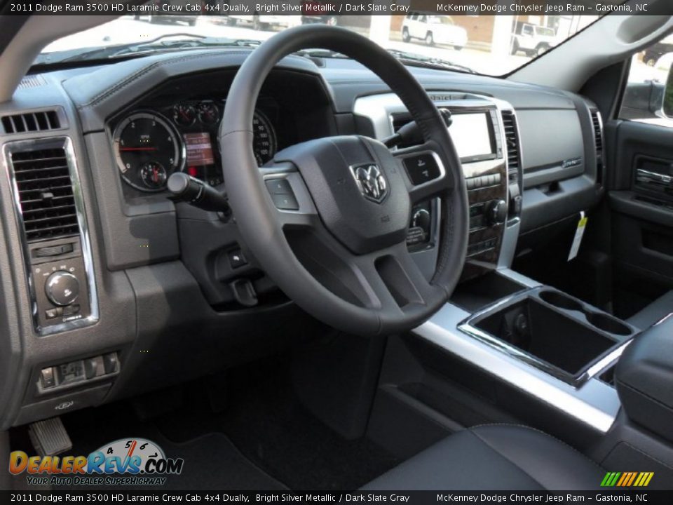 2011 Dodge Ram 3500 HD Laramie Crew Cab 4x4 Dually Bright Silver Metallic / Dark Slate Gray Photo #24