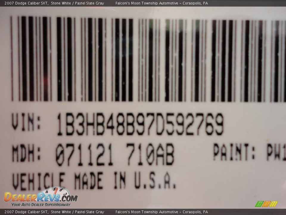 2007 Dodge Caliber SXT Stone White / Pastel Slate Gray Photo #15