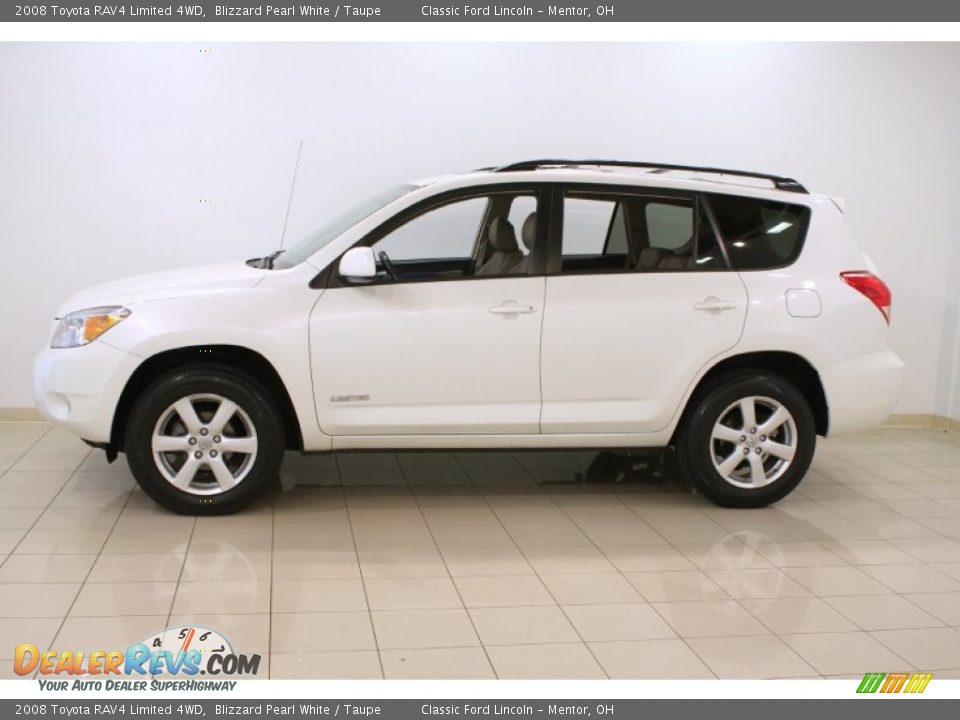 2008 Toyota RAV4 Limited 4WD Blizzard Pearl White / Taupe Photo #4
