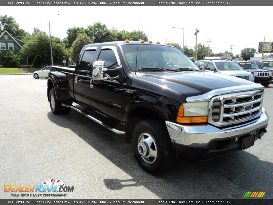 2001 Ford F350 Super Duty Lariat Crew Cab 4x4 Dually Black / Medium Parchment Photo #28