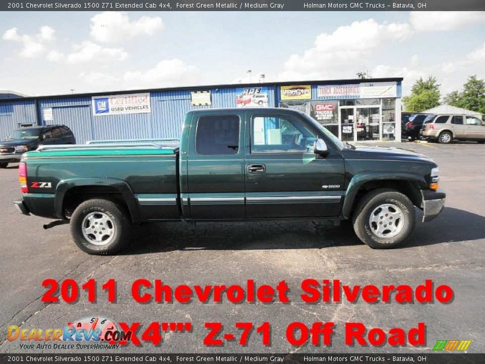 2001 Chevrolet Silverado 1500 Z71 Extended Cab 4x4 Forest Green Metallic / Medium Gray Photo #1