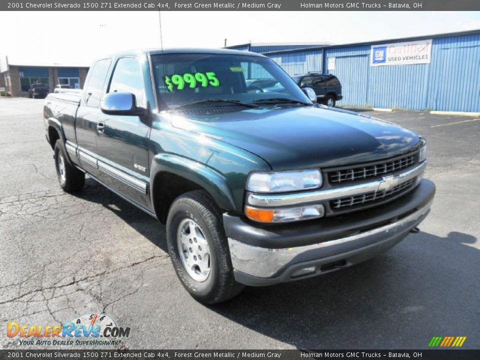 2001 Chevrolet Silverado 1500 Z71 Extended Cab 4x4 Forest Green Metallic / Medium Gray Photo #2