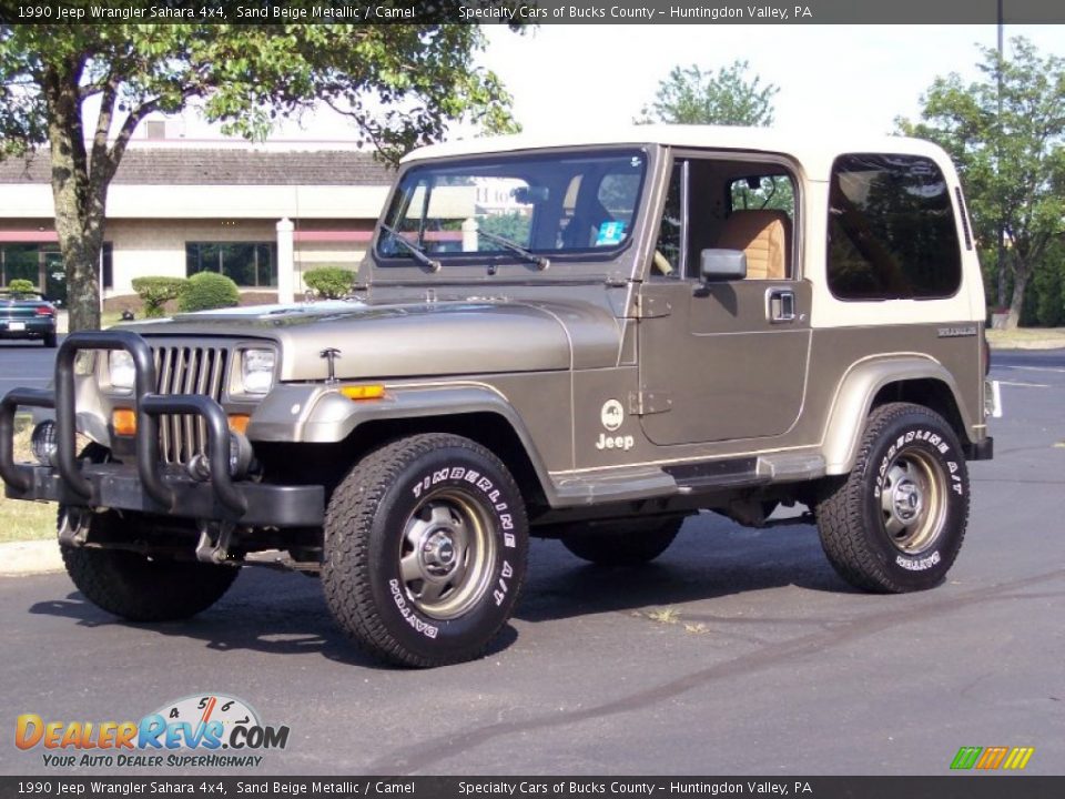 1990 Jeep Wrangler Sahara 4x4 Sand Beige Metallic / Camel Photo #2