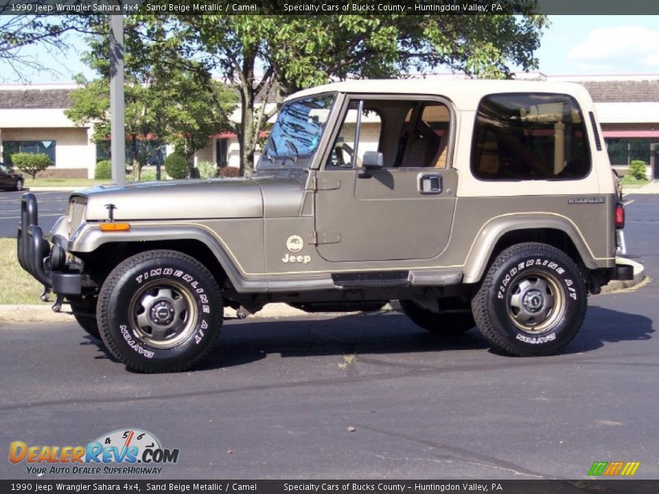 1990 Jeep Wrangler Sahara 4x4 Sand Beige Metallic / Camel Photo #4