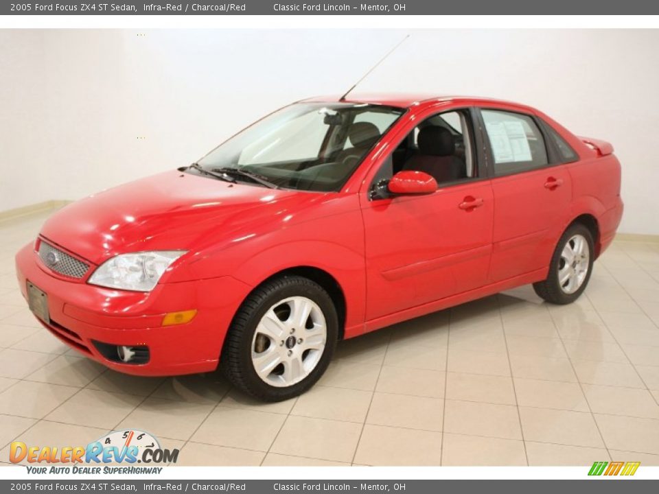 2005 Ford Focus ZX4 ST Sedan Infra-Red / Charcoal/Red Photo #3