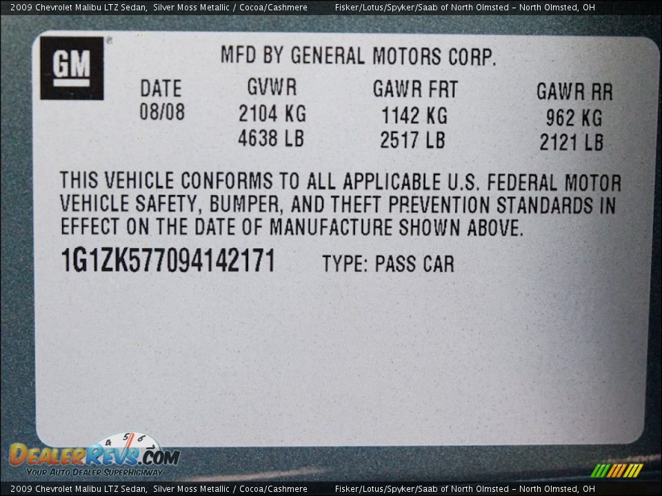 2009 Chevrolet Malibu LTZ Sedan Silver Moss Metallic / Cocoa/Cashmere Photo #18
