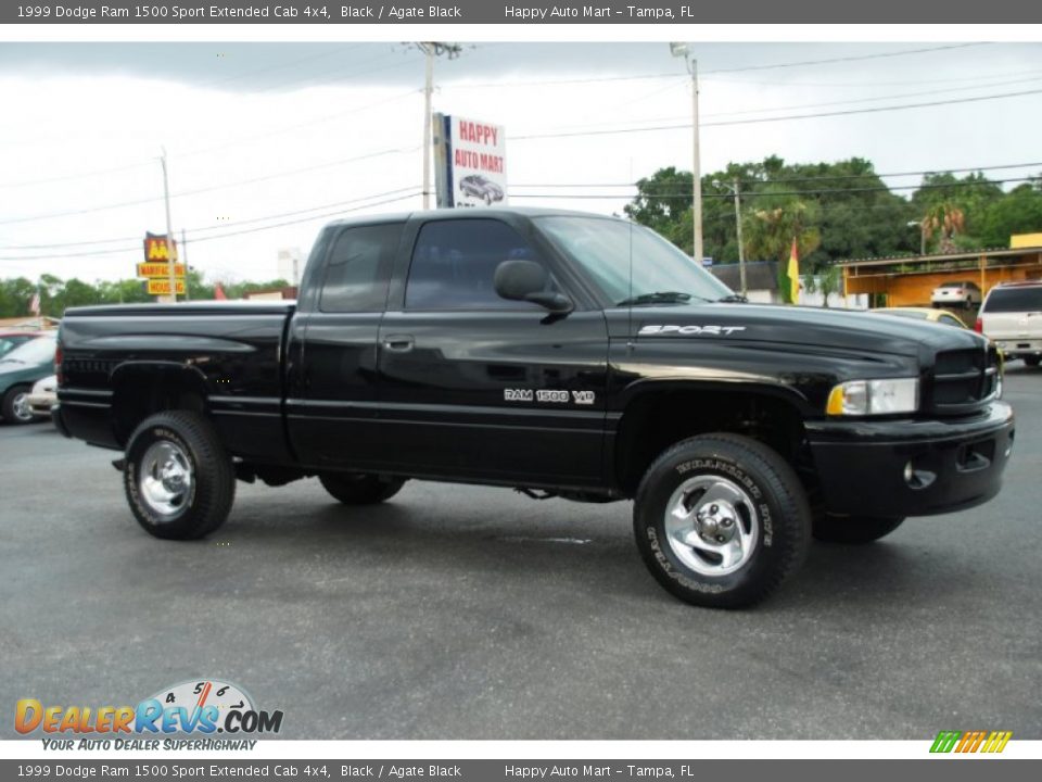 1999 Dodge Ram 1500 Sport Extended Cab 4x4 Black / Agate Black Photo #2
