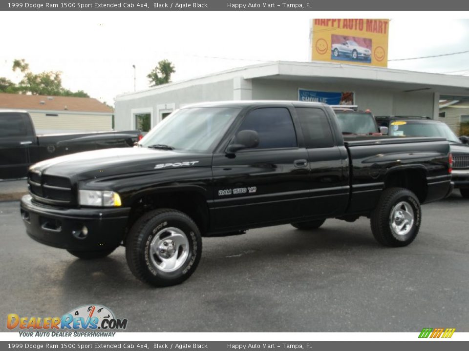 1999 Dodge Ram 1500 Sport Extended Cab 4x4 Black / Agate Black Photo #3
