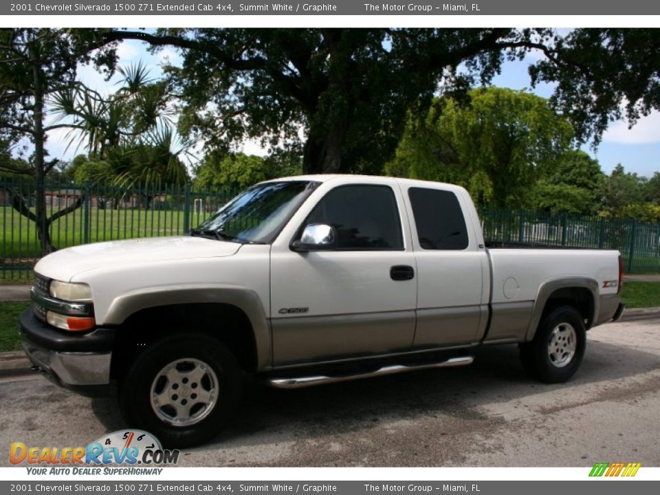 2001 Chevrolet Silverado 1500 Z71 Extended Cab 4x4 Summit White / Graphite Photo #2