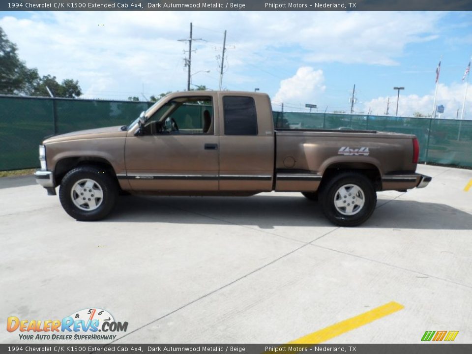 1994 Chevrolet C/K K1500 Extended Cab 4x4 Dark Autumnwood Metallic / Beige Photo #6
