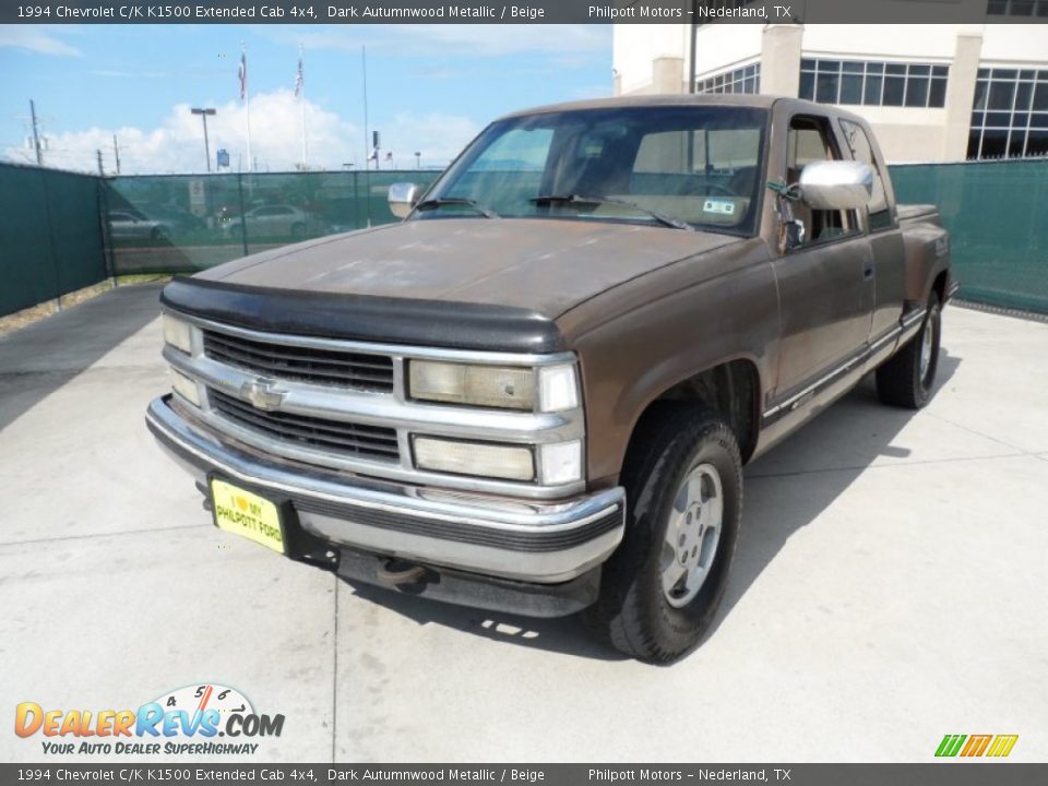 1994 Chevrolet C/K K1500 Extended Cab 4x4 Dark Autumnwood Metallic / Beige Photo #7