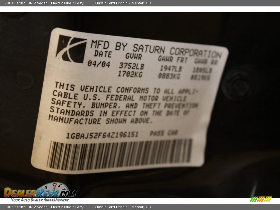 2004 Saturn ION 2 Sedan Electric Blue / Grey Photo #16