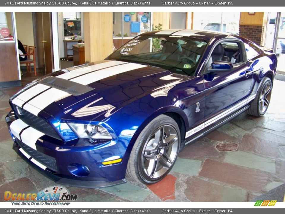 2011 Ford Mustang Shelby GT500 Coupe Kona Blue Metallic / Charcoal Black/White Photo #1