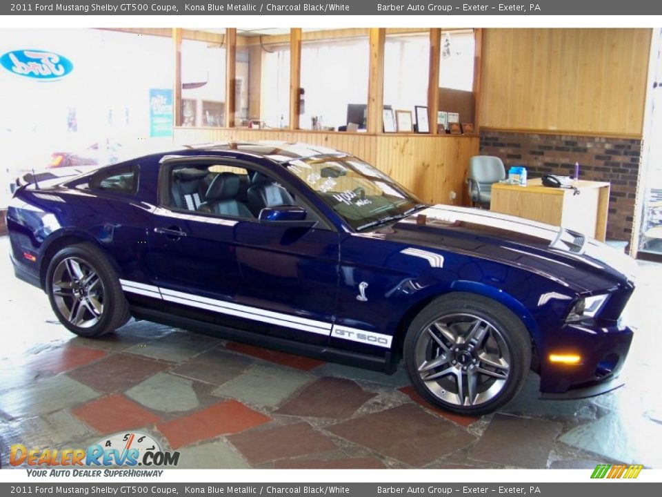 2011 Ford Mustang Shelby GT500 Coupe Kona Blue Metallic / Charcoal Black/White Photo #4