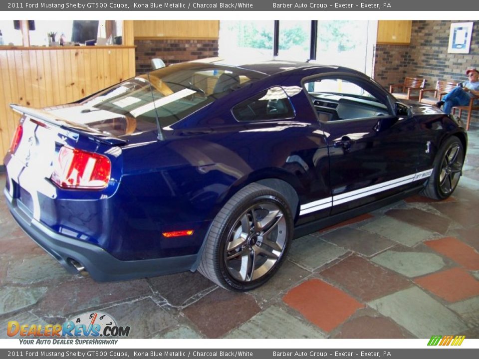 2011 Ford Mustang Shelby GT500 Coupe Kona Blue Metallic / Charcoal Black/White Photo #5