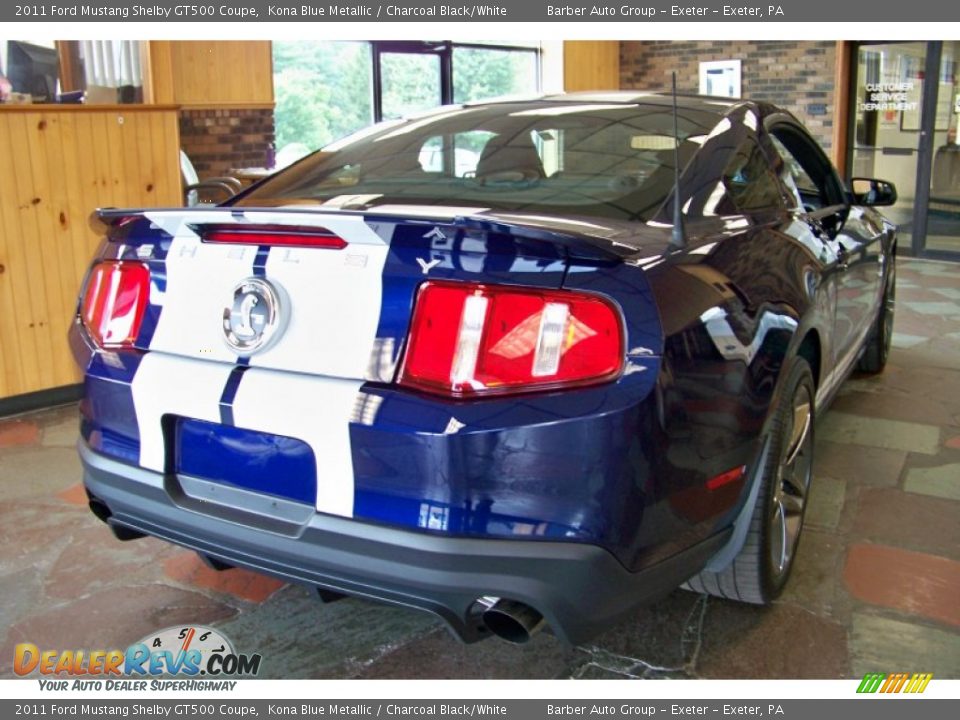 2011 Ford Mustang Shelby GT500 Coupe Kona Blue Metallic / Charcoal Black/White Photo #6