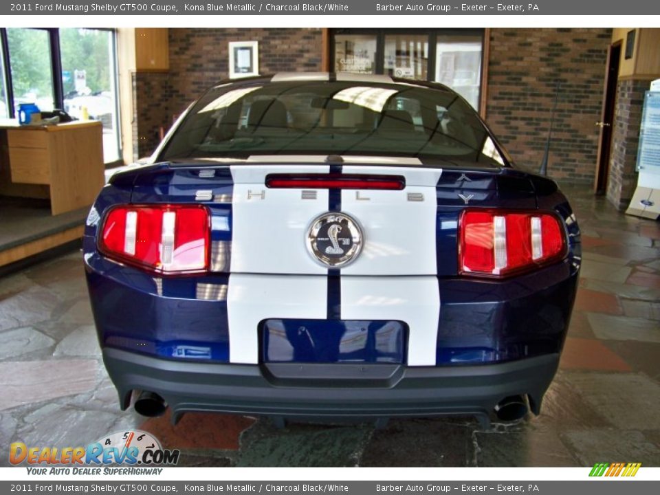 2011 Ford Mustang Shelby GT500 Coupe Kona Blue Metallic / Charcoal Black/White Photo #7